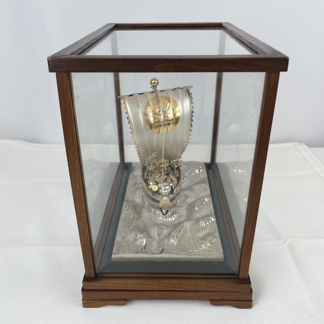 美品☘️ 三越謹製　銀製刻印　宝船　約272ｇ　置物　ガラスケース付