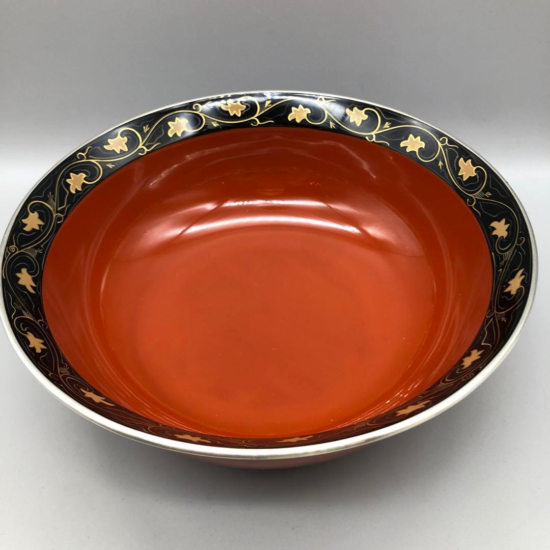 宮内庁御用達木箱入り新品未使用山田平安堂唐竹蒔絵兜鉢高級漆器飾りボウル24cm