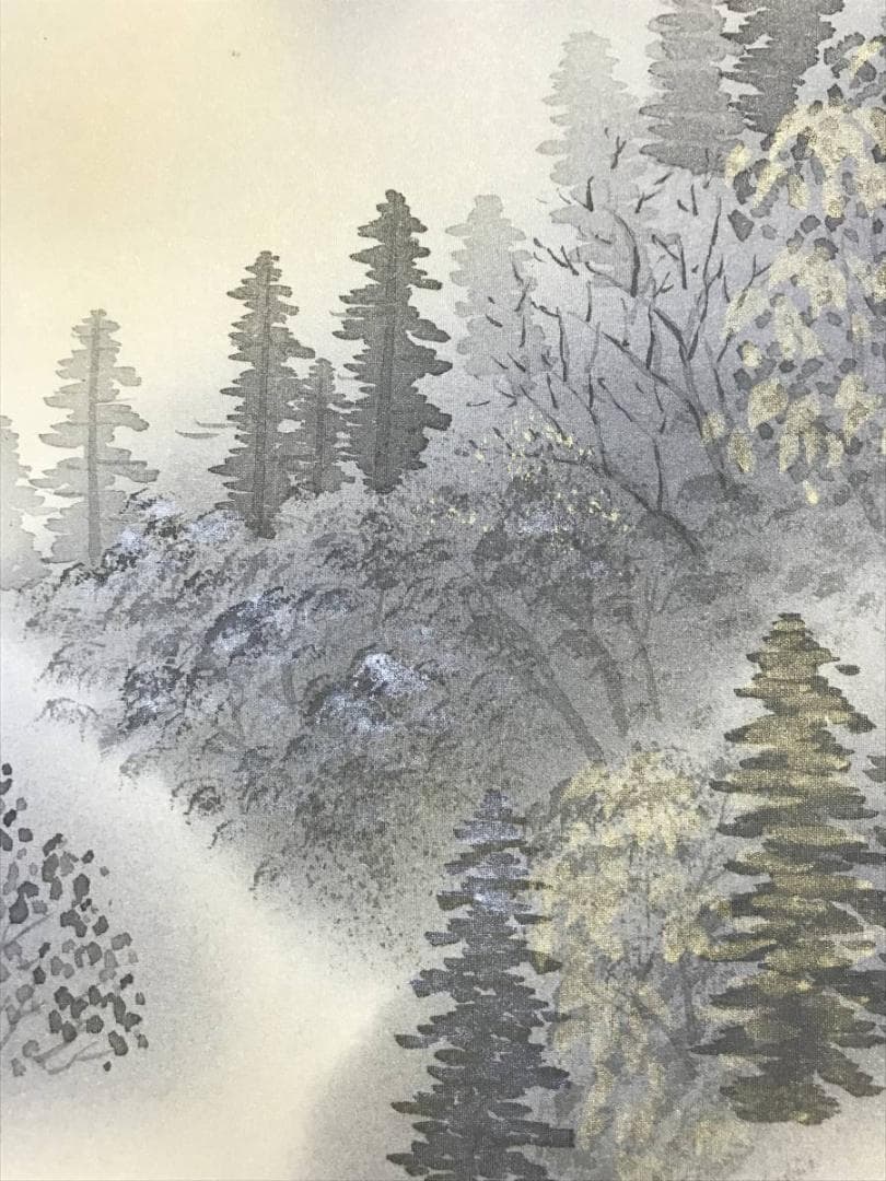 【真作】孝調/金彩山水図/山水図/早春図/掛軸/名家伝来/AC-635