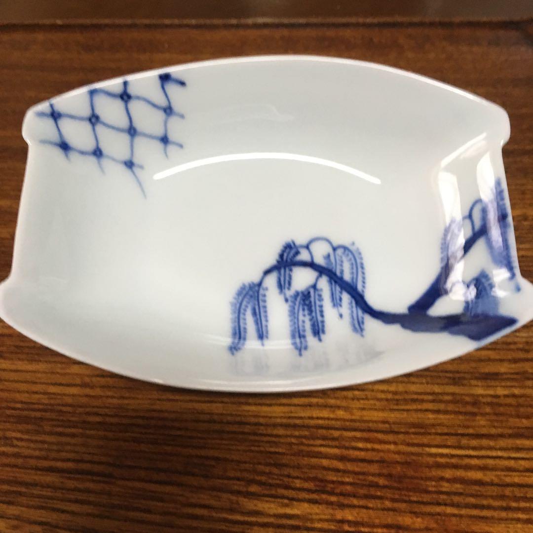 江戸末期　染付の染付　中皿2枚