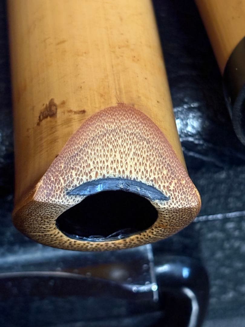 都山流尺八　在銘(2印)　長さー約58㎝　 重さー約430g　松下深水銘