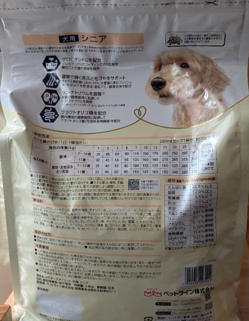 【新品】ドクターズダイエット シニア犬用 3.8kg×4袋