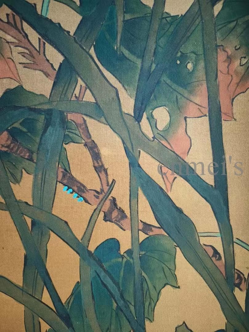 中国古美術 清代 邊寿民作款 水鳥と花図 絹本 四尺 手描き 掛け軸 書 中堂画