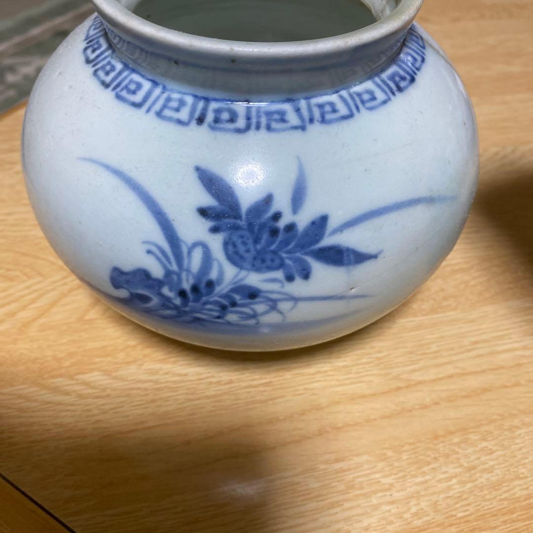 李朝　分院手　草花文壺