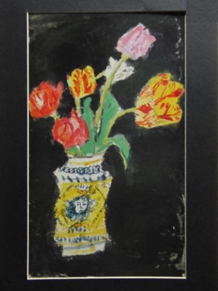 中川一政、チューリツプ、希少・大判限定画集画、新品高級額装付