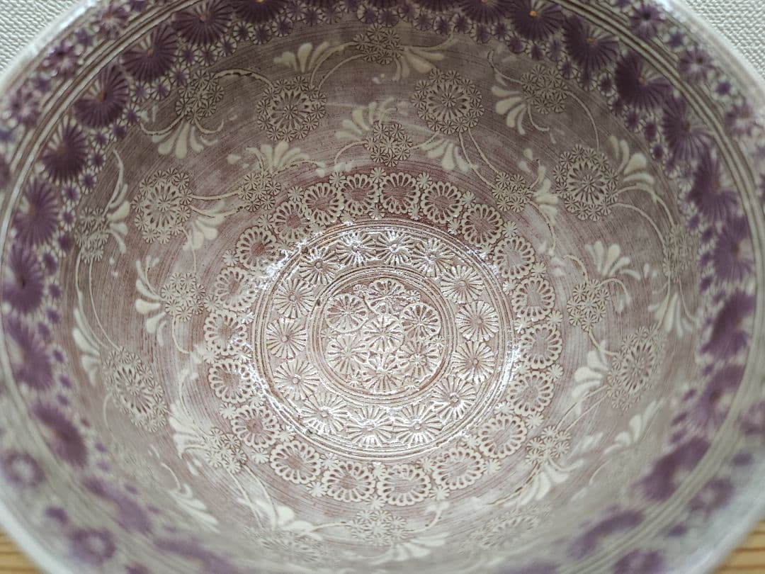 専用 送料込【逢絢亭・新品】茶道具 茶碗 京焼 紫彩華紋 森里陶楽 共箱入り ３