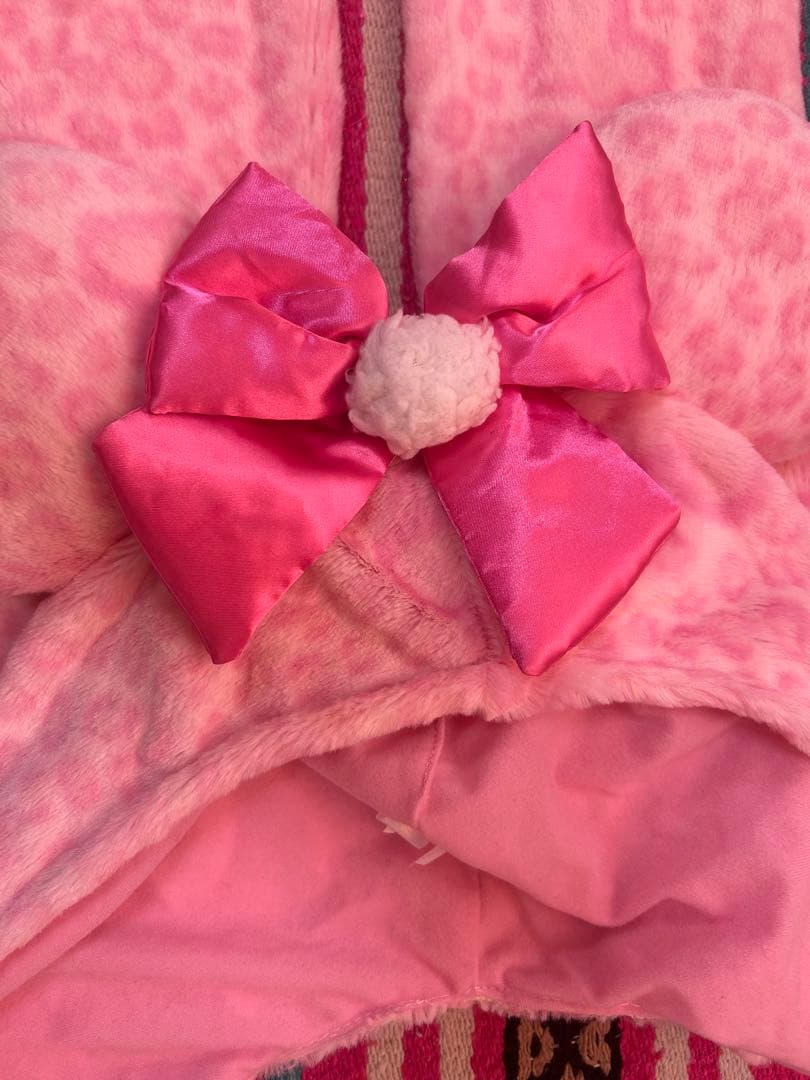 【レア】　ディズニー　ファンキャップ　マフラーキャップ　ミニー　ピンク　ヒョウ柄