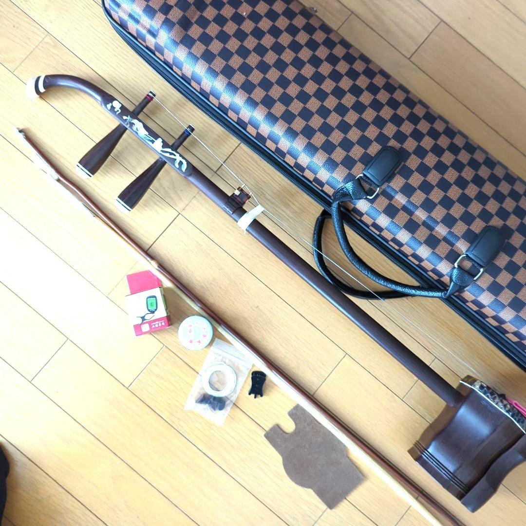 胡涵柔製作 未使用 最上級 明清老紅木 龍、鳳凰螺鈿 湾頭二胡2