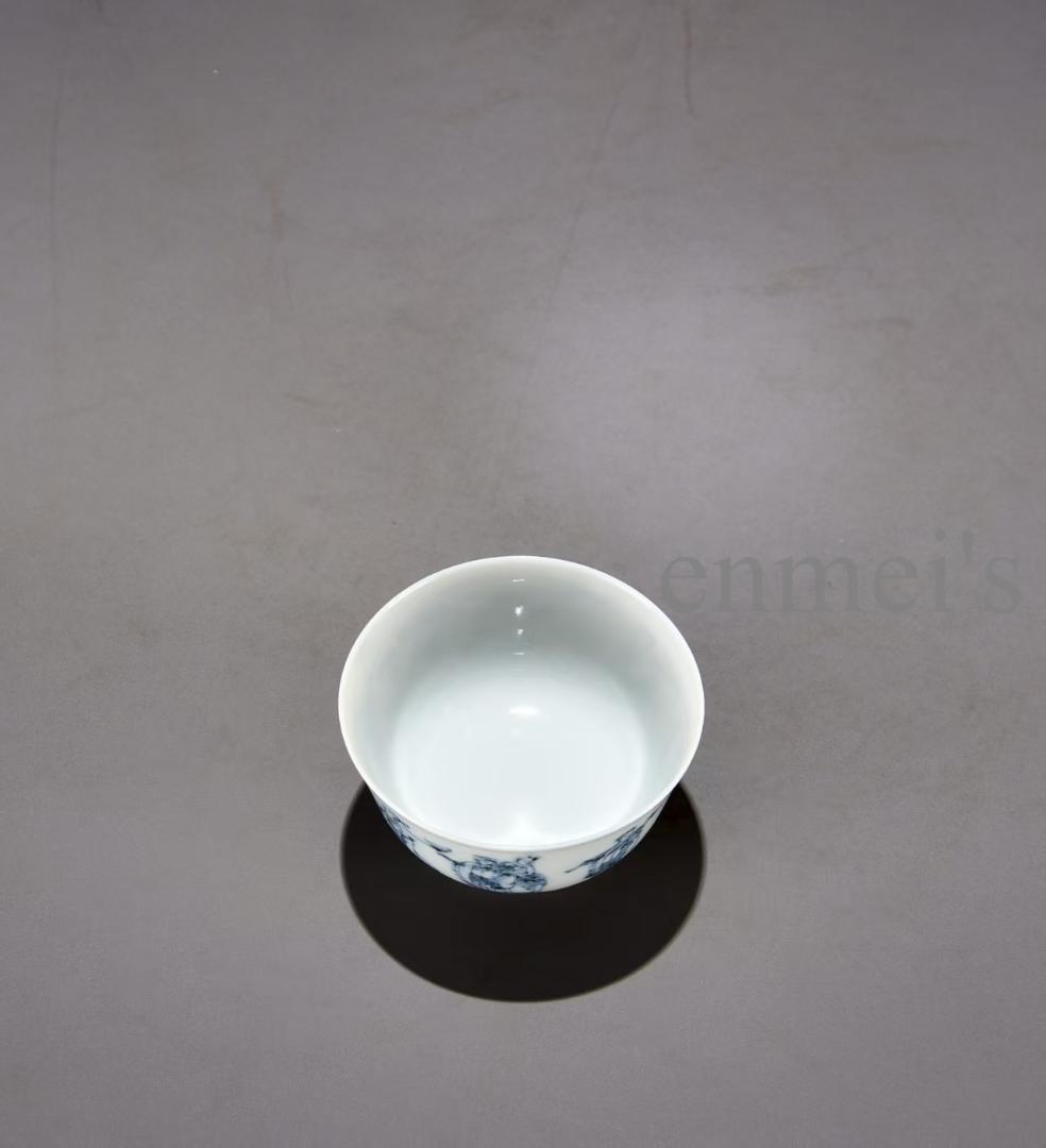 中国古美術 清康熙 青花八仙逍遥図碗 青花磁 唐物 骨董品 時代物 茶碗 青白磁