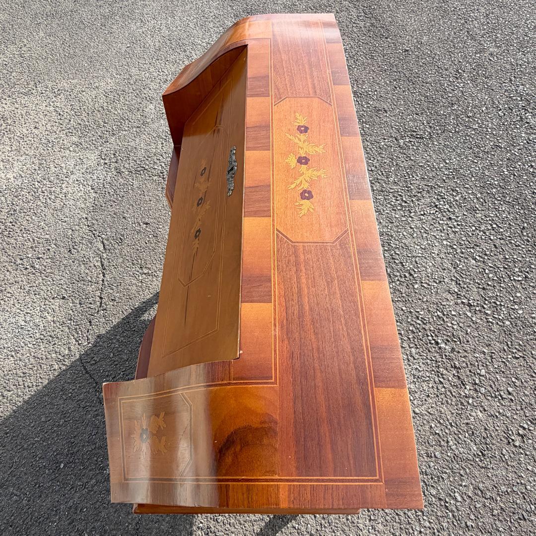 ライティングビューロー 猫脚 イタリア製 鍵付き 象嵌 アンティーク チェスト