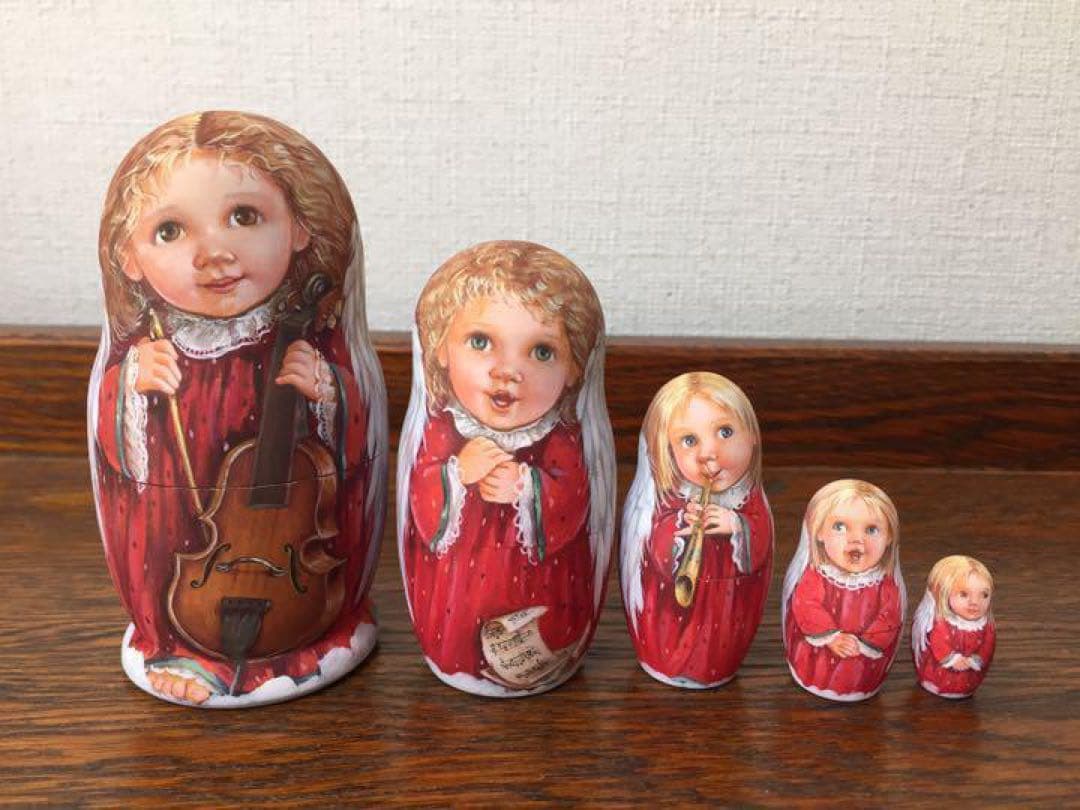 ロシア雑貨☆天使マトリョーシカ(5P)バルスコワ作 リダ工房