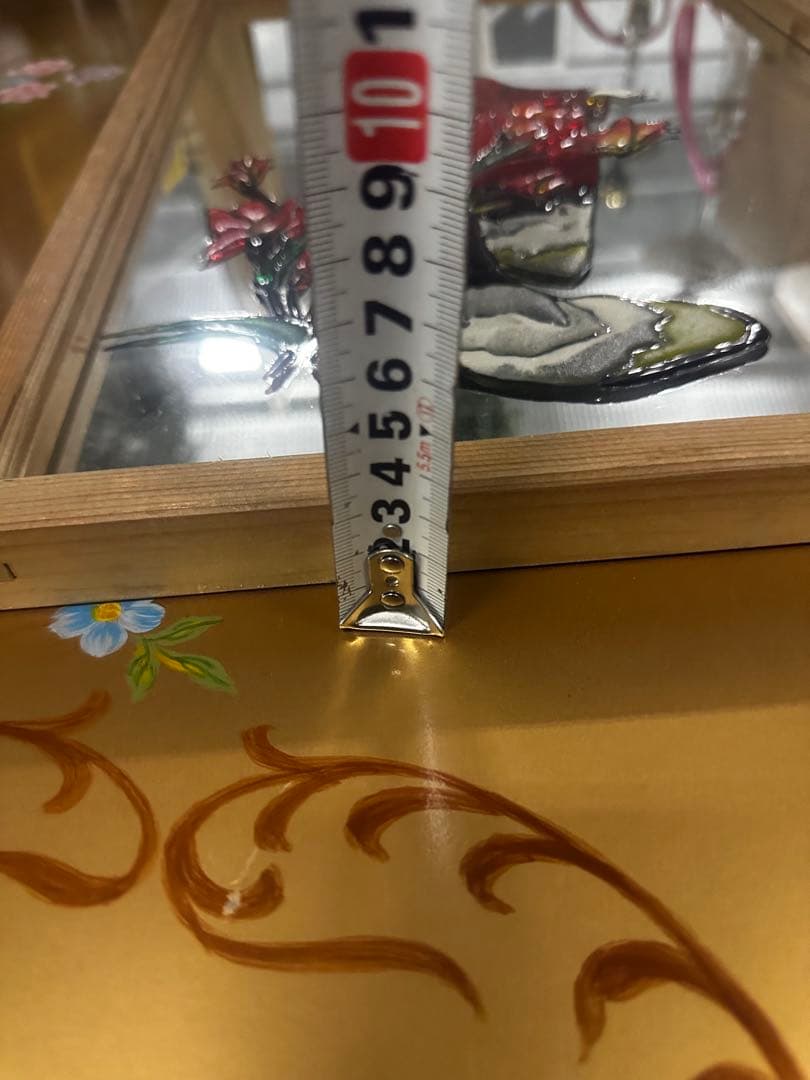 女性の着物イラスト 木製フレーム 鏡