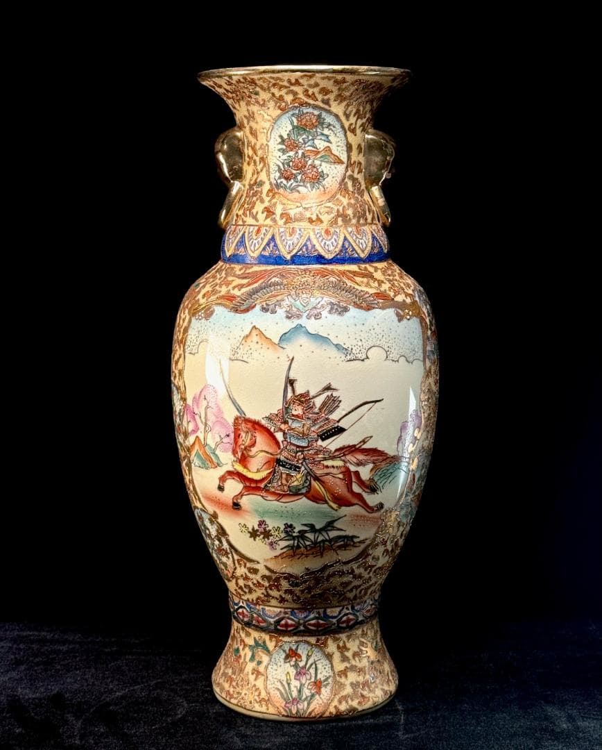 中国古美術　唐物　薩摩手　金彩大花瓶　直径20㎝ 高さ46㎝