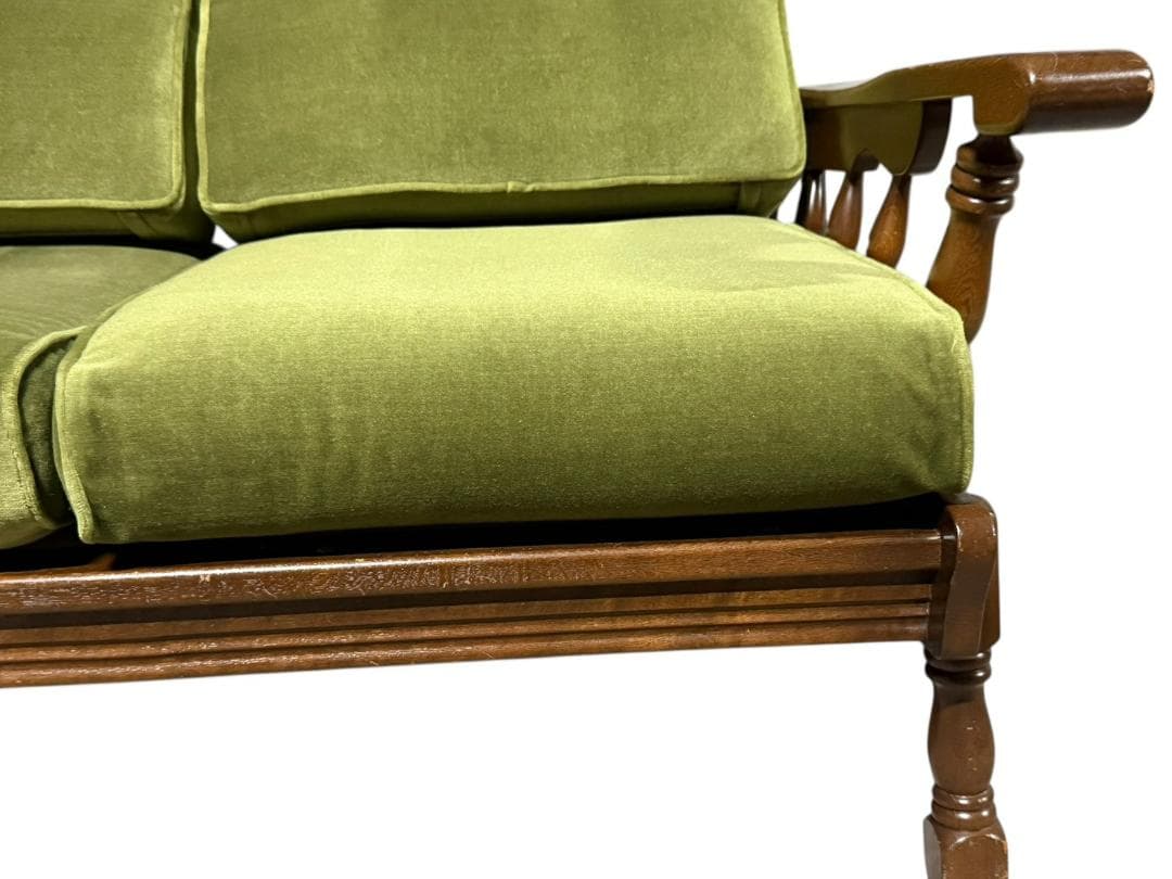 ◯2人掛けソファ アンティーク家具 グリーン 緑