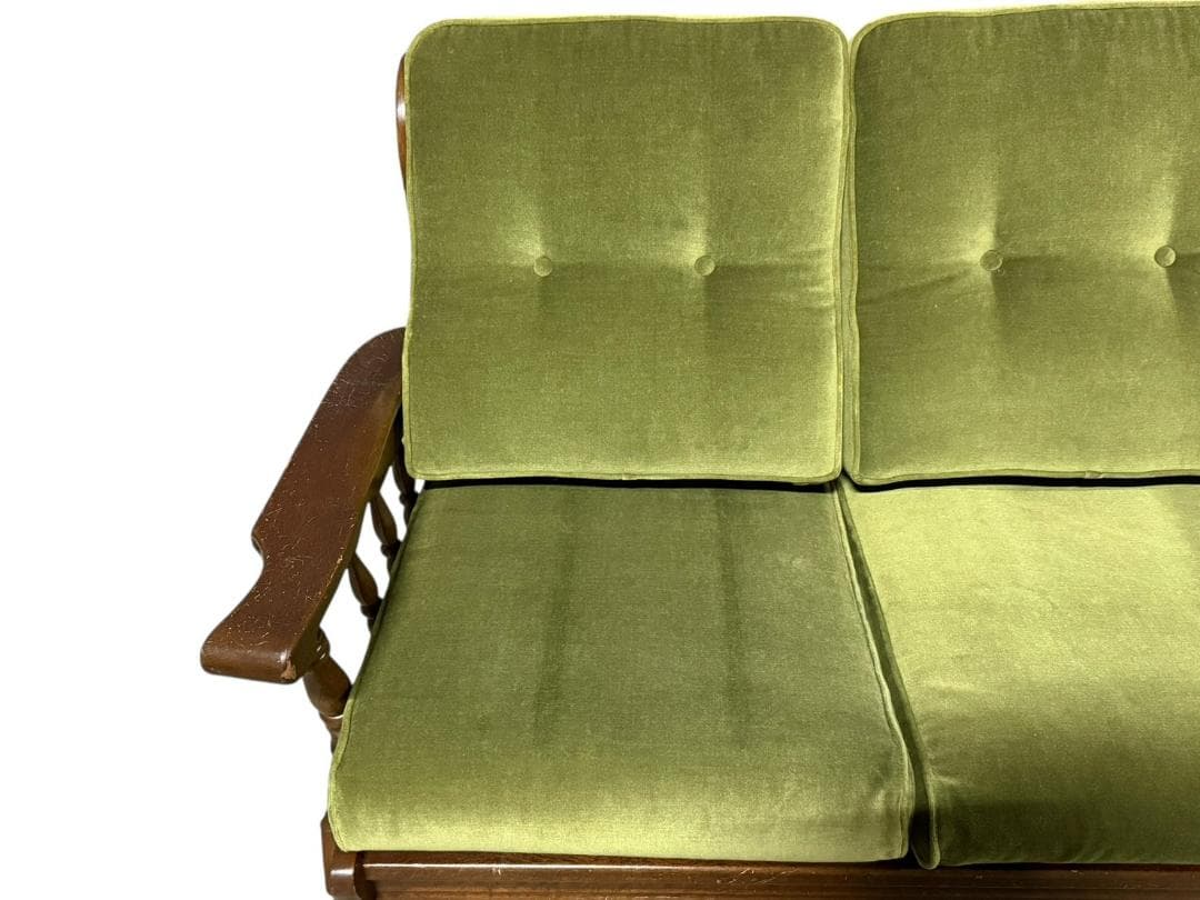 ◯2人掛けソファ アンティーク家具 グリーン 緑