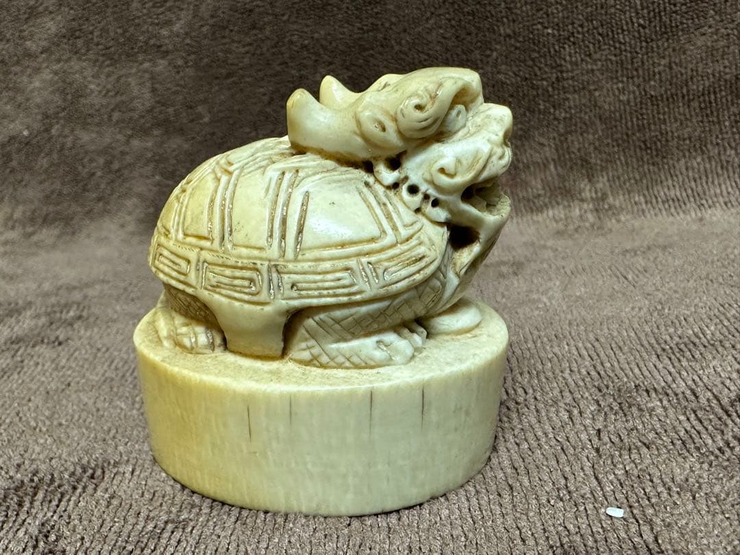 ライオン　清代　唐物　古美術品　印鑑　印材　マンモス牙彫　 置物　細密細工　骨董