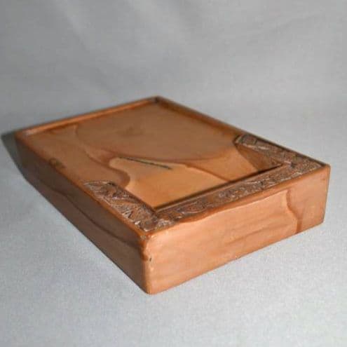 『紅絲石龍紋門字硯』 紅絲硯　双龍紋　高士図　賢人図　黒山石　箱無し