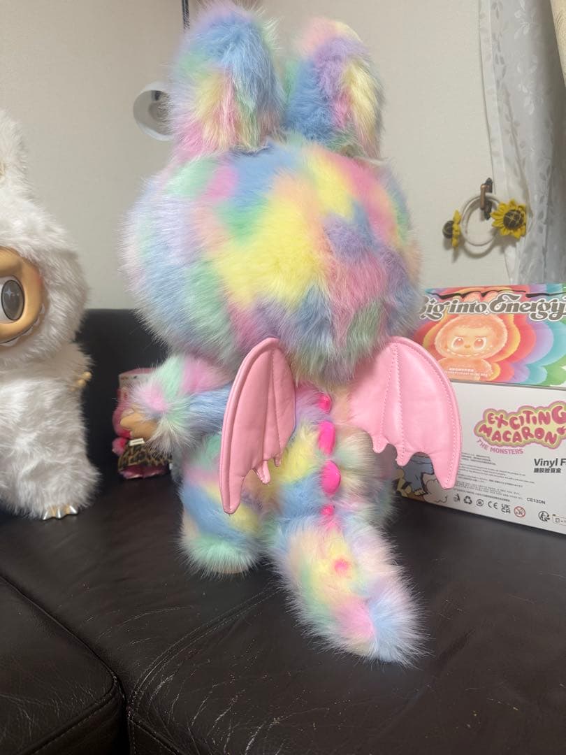 超特大60cmマカロンジモモ 夢色ふわもこ羽付き＆ピンクびれ スペシャルオーダー