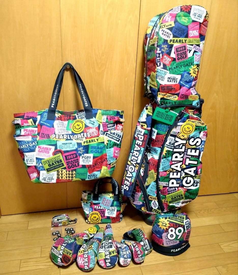 パーリーゲイツ カラフルワッペン キャディバッグ ヘッドカバー バッグ 11点