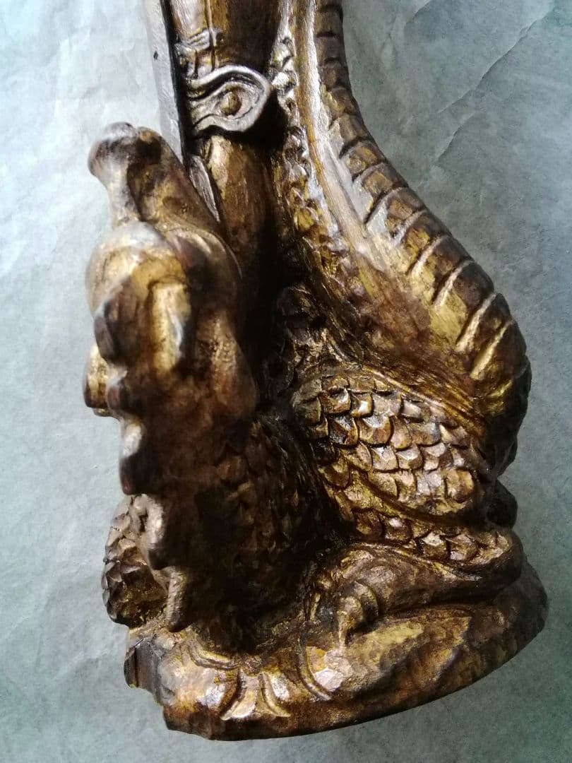 逸品　聖ジョージの竜退治　木彫金彩色聖人像　スペイン　19世紀　キリスト