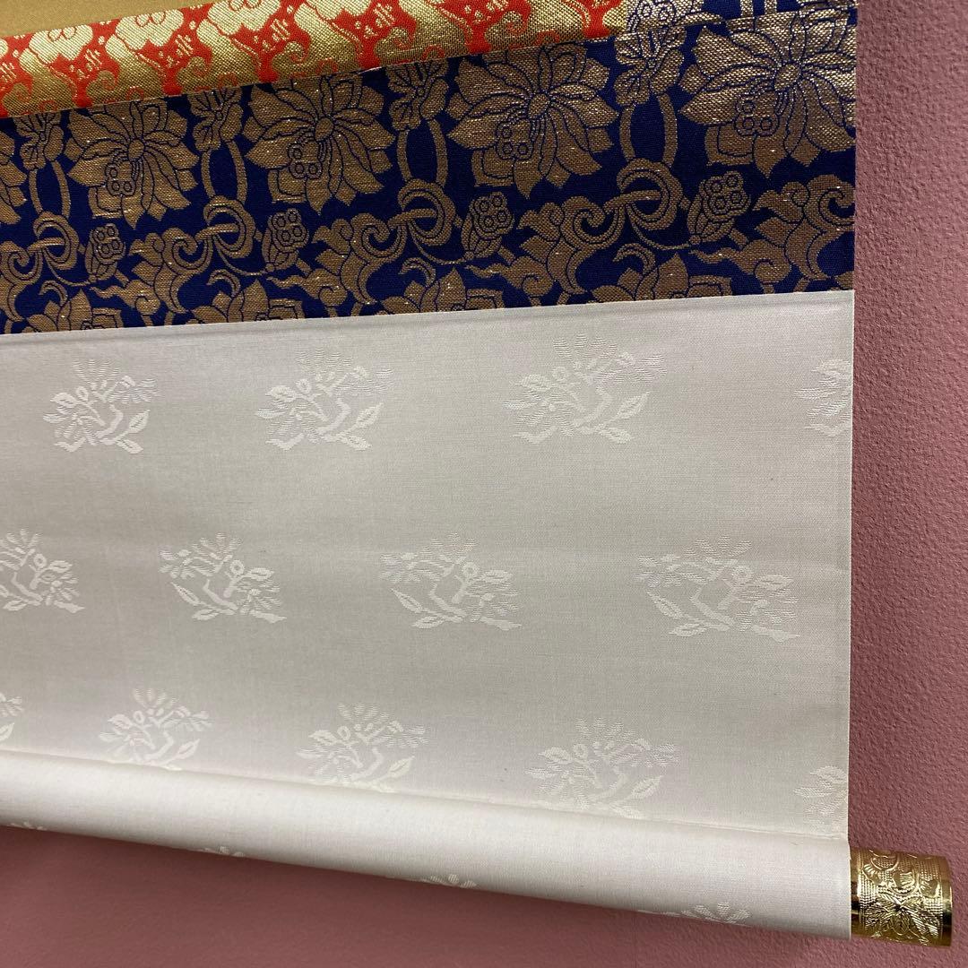 美品 掛け軸 高橋如水作 金地 阿弥陀三尊仏 共箱 仏画 年中掛け 仏教美術