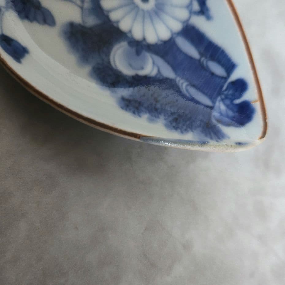 古伊万里　染付　豆皿　小皿　江戸　骨董　金直し　金継ぎ　藍柿　アンティーク