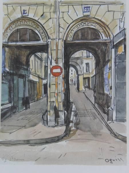 【荻須 高徳/0guiss】 『フォーブール・サン・ドニ』　素描、版上サイン入り