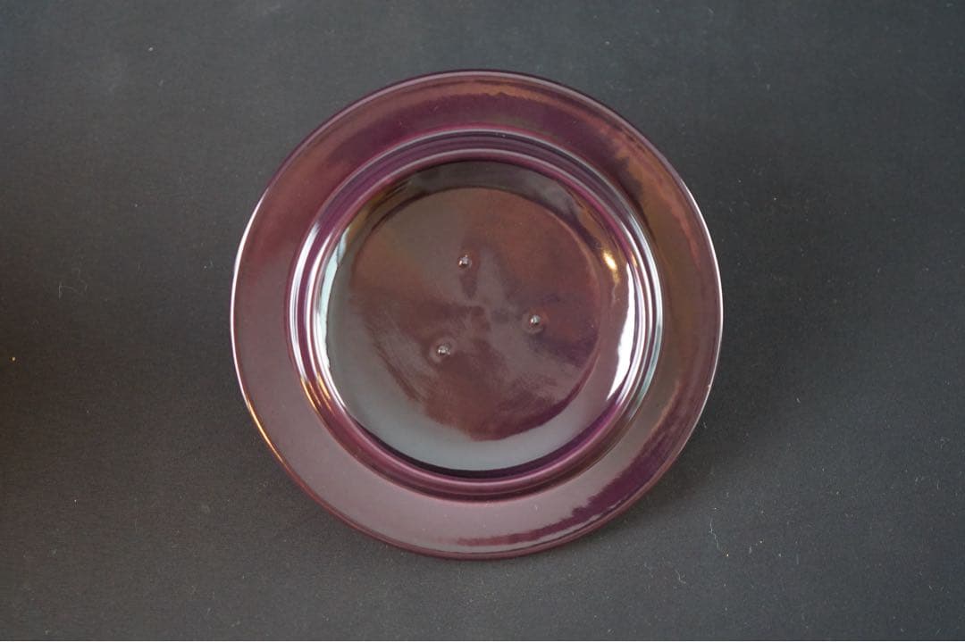 新品同様 美品 勝見永泉 作 紫交趾 青海波 皆具 共箱 共布 茶道具