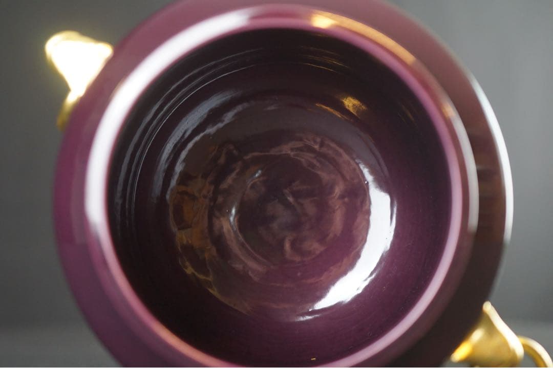 新品同様 美品 勝見永泉 作 紫交趾 青海波 皆具 共箱 共布 茶道具