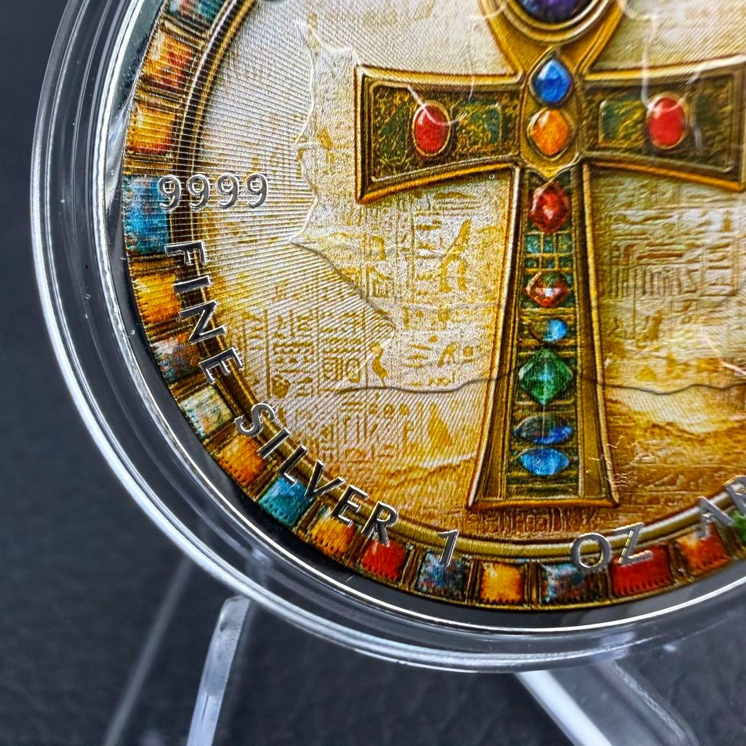 メイプルリーフ 銀貨 カラー 古代エジプト 宝飾アンク(エジプト十字架) 1oz