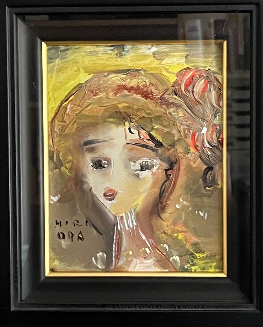 織田廣喜　「少女」　0号　油彩