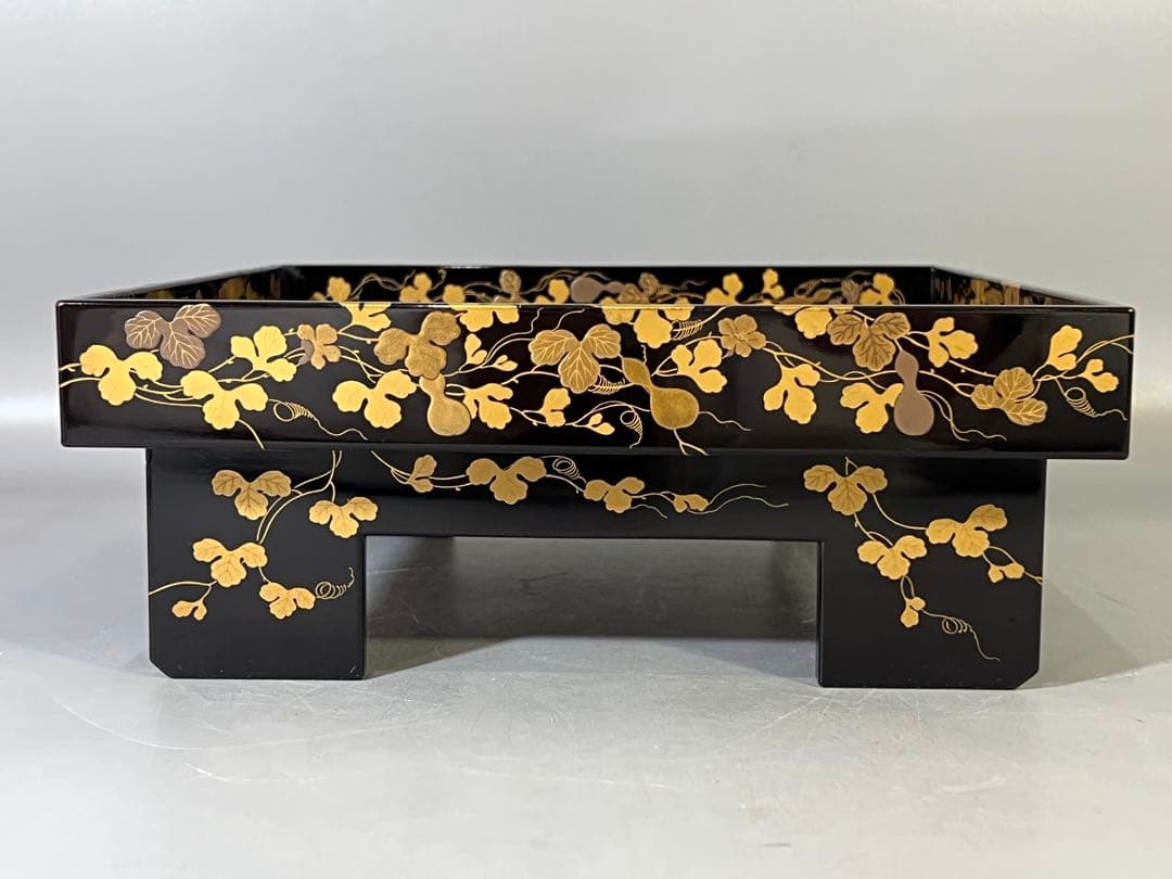 DT731 瓢箪纏蒔絵 四方盆 美品