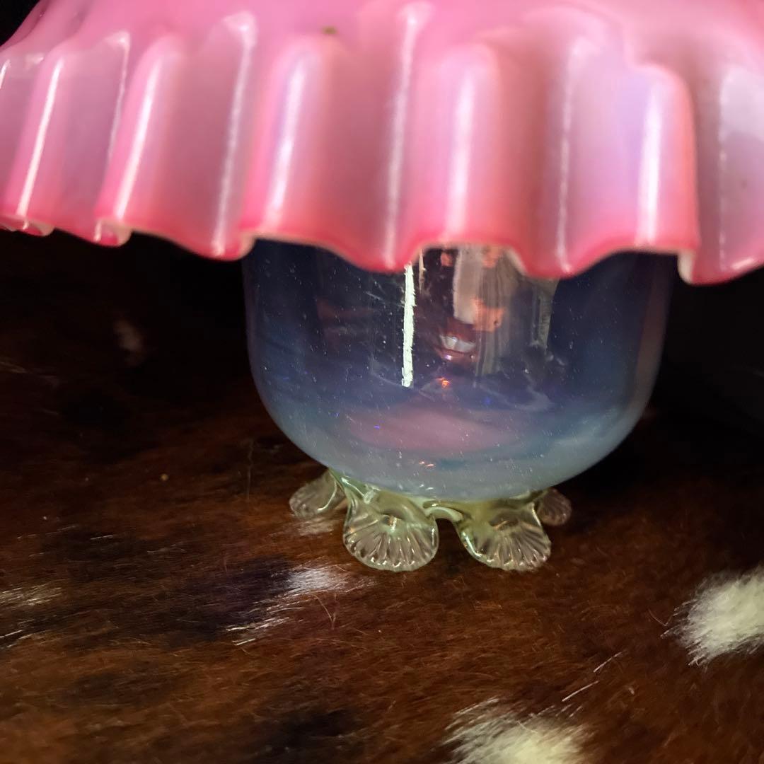 イギリス　レア品ヴィクトリアンアンティークウランバセリン　クランベリーコンポート