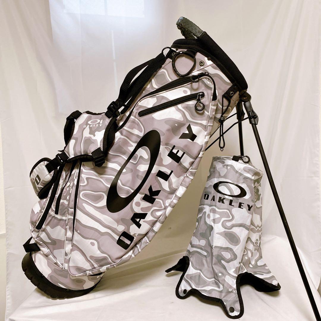 オークリー　スタンド付キャディバッグ　ホワイト　白　グレー　迷彩　カモフラージュ