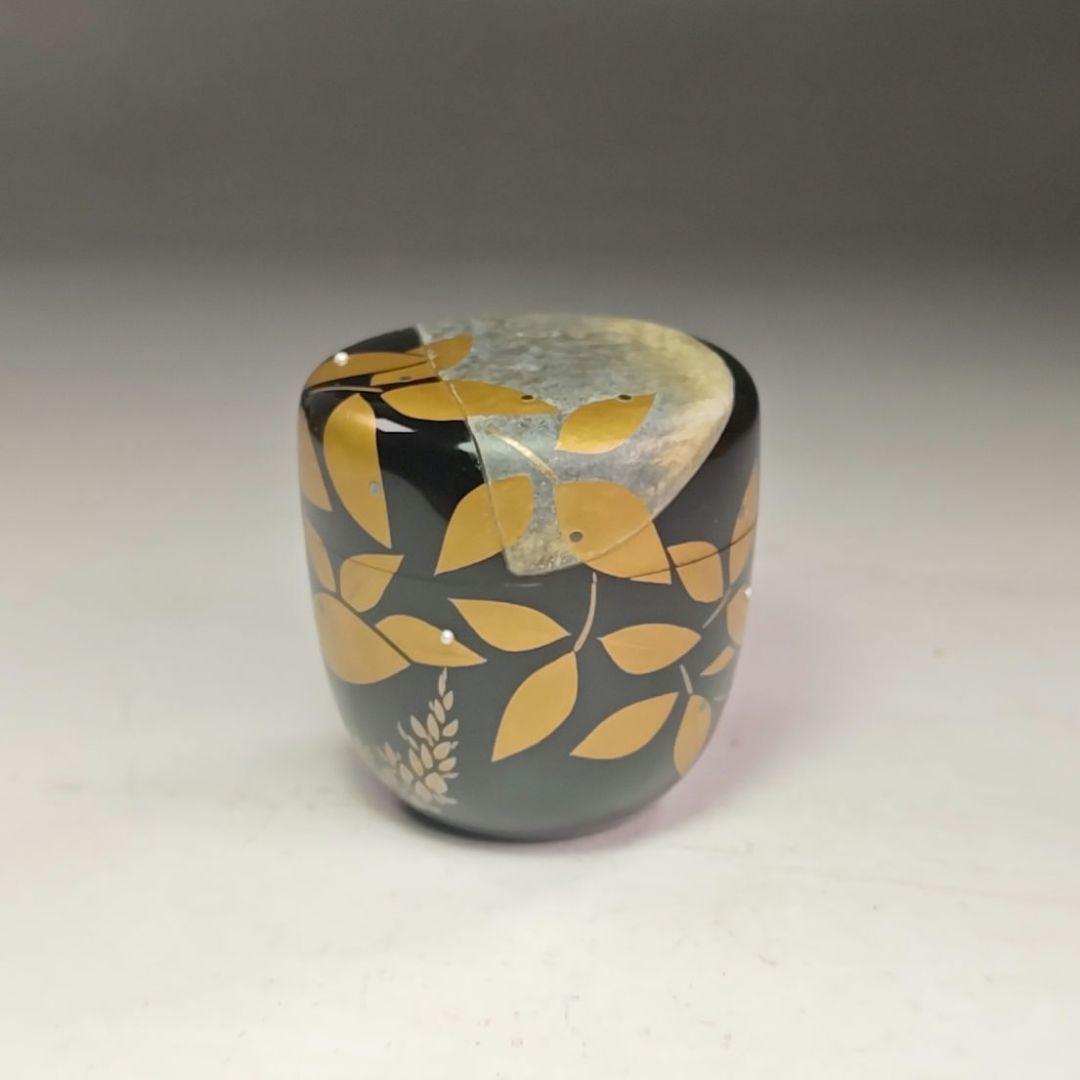 イ936 棗『本間舜華』『露　中棗　共箱』茶道具　漆塗　蒔絵