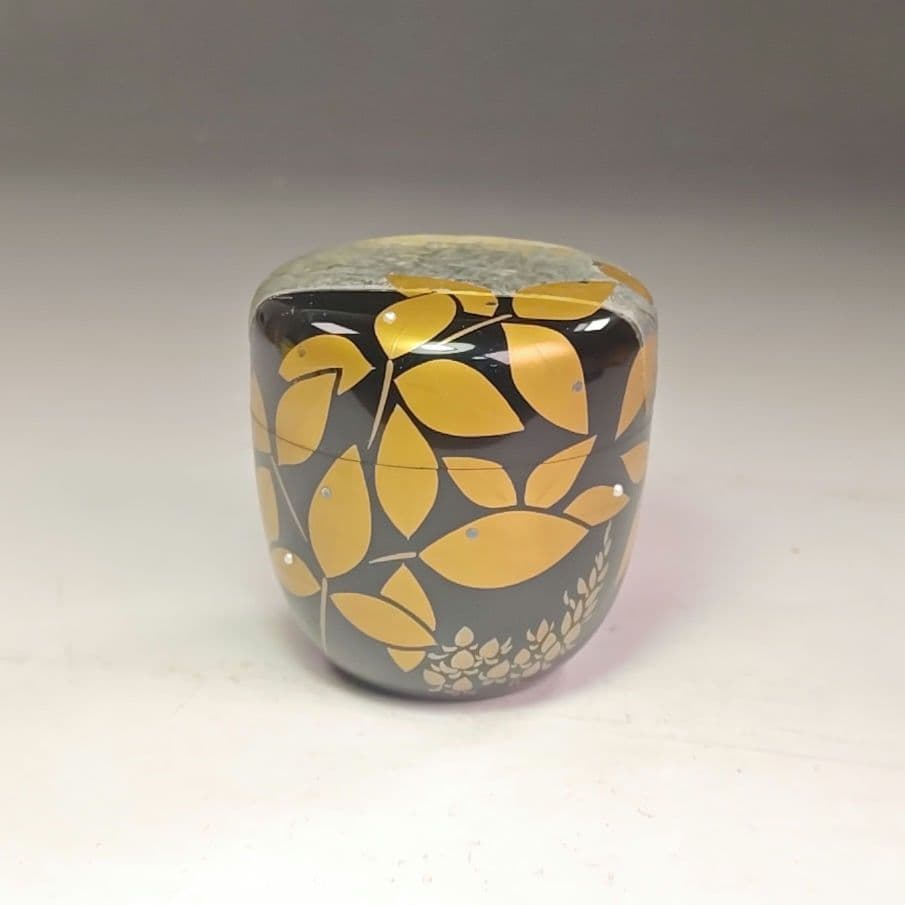 イ936 棗『本間舜華』『露　中棗　共箱』茶道具　漆塗　蒔絵