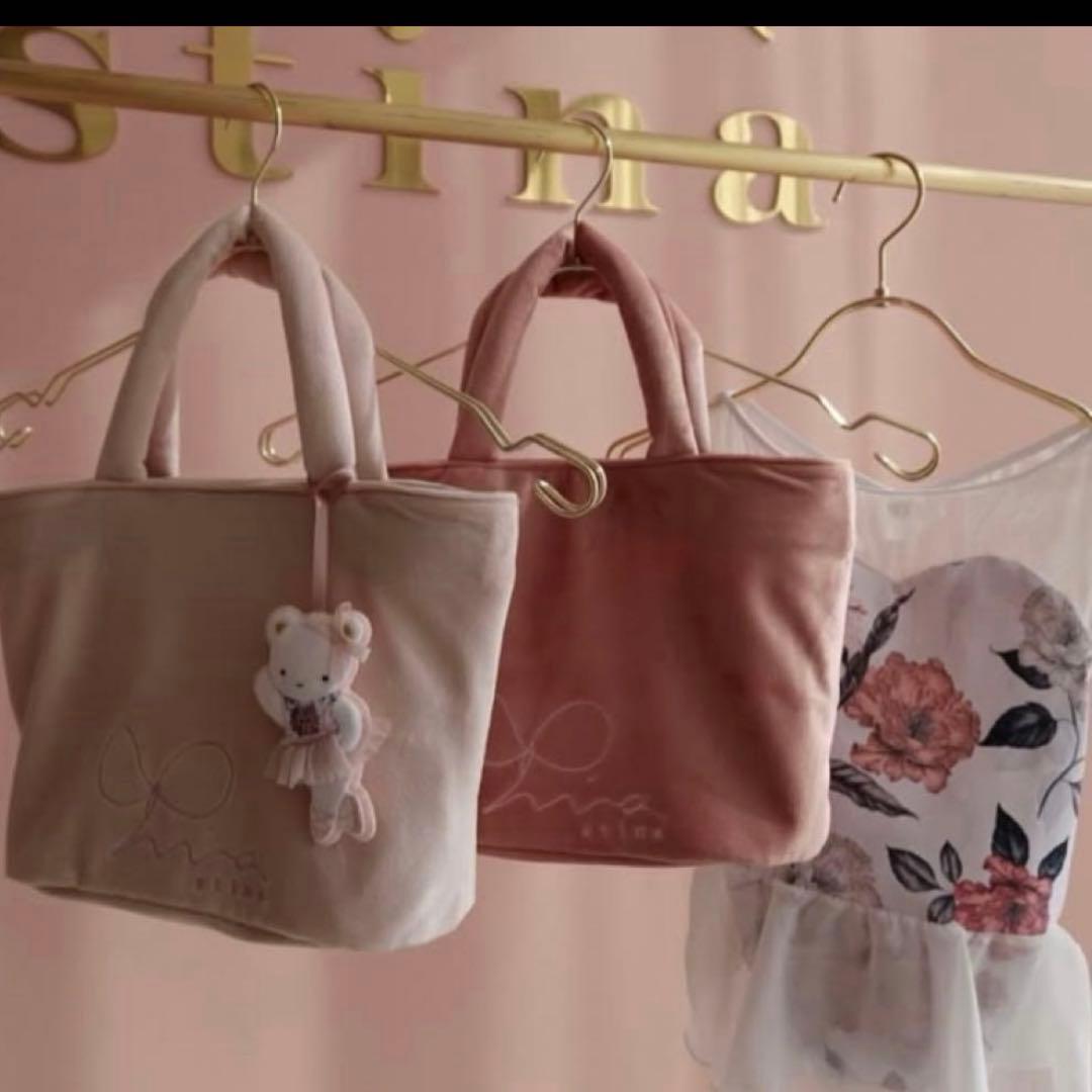 新品　stina ベロアバッグ　ローズピンク
