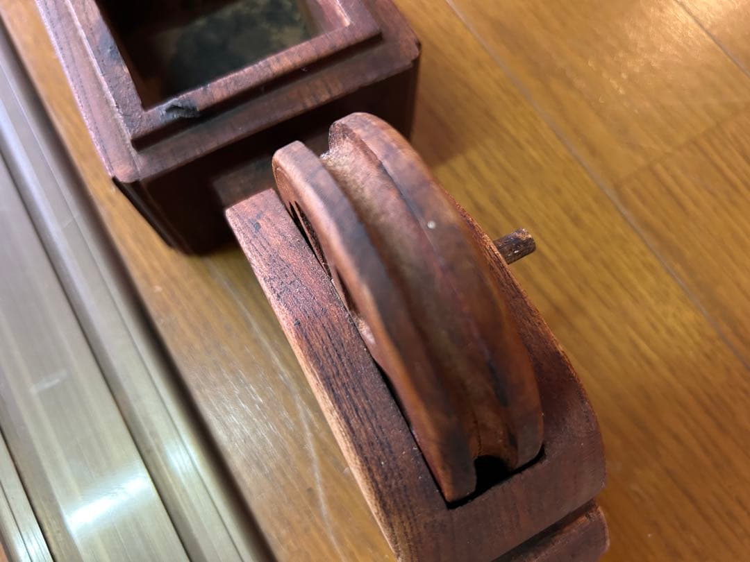 墨壺 大工道具 アンティーク 木製小物入れ 雲模様 レトロ インテリア 花器