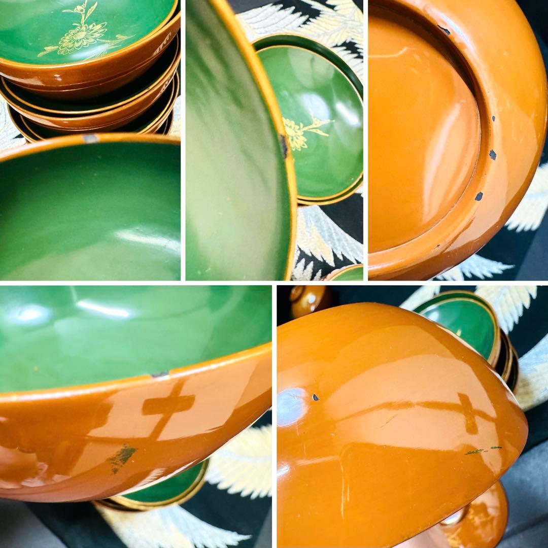 漆器　輪島塗　蒔絵金彩細工　沈金木製　蓋付椀　お煮物椀　吸物椀　10客　骨董品