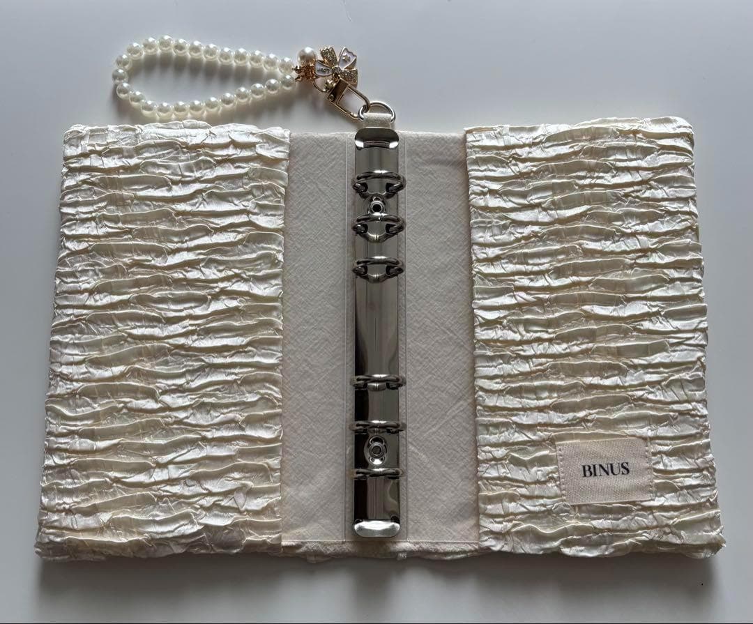 韓国♡バインダーカバー♡光沢クリーム　A6貯金SAVING