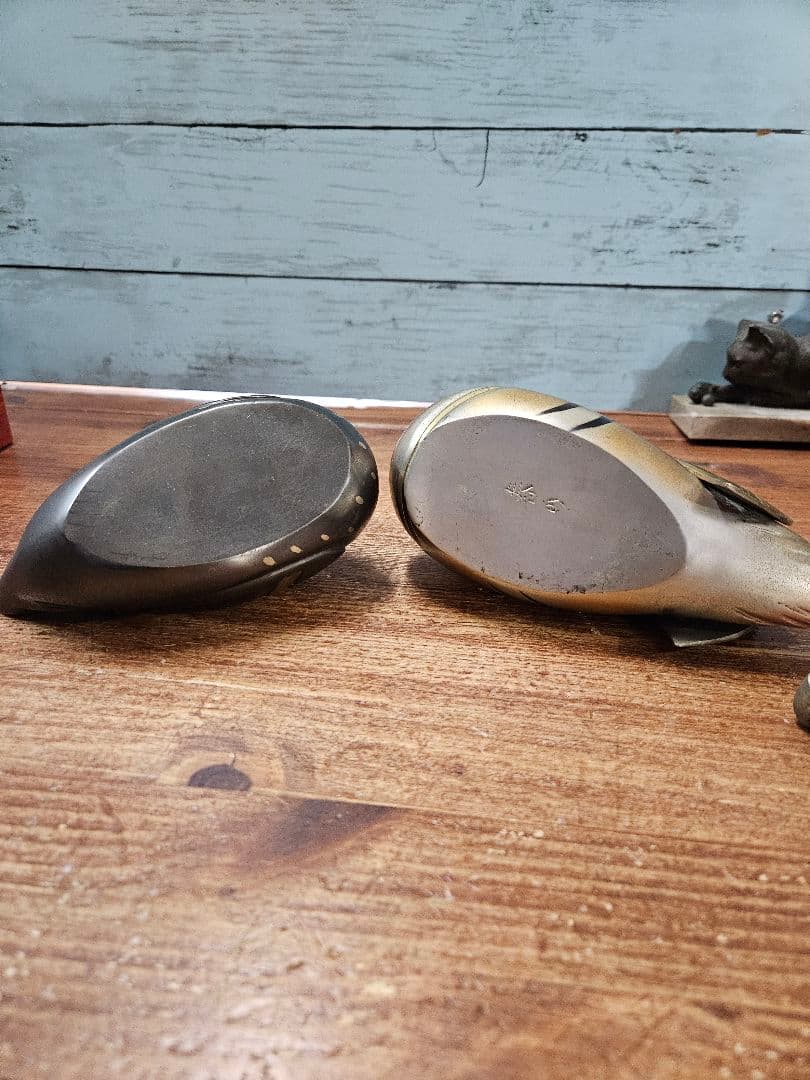 アンティーク 鴛鴦の置物 在銘 銅 鍍金銀 金工 おしどり 一対 香炉 旧家蔵出