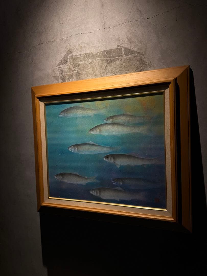 肉筆日本画　【游鮎】　印あり