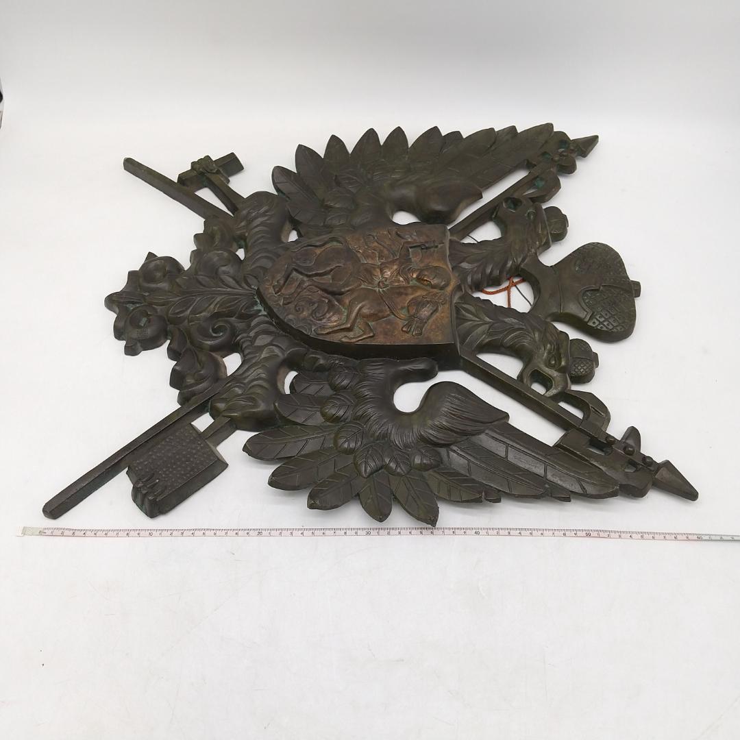 2793番 双頭鷲 レリーフ 50cm×60cm 大型 アンティーク