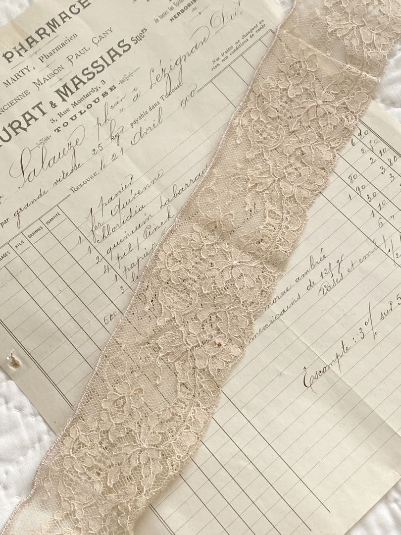 フランスアンティーク　アンティークレース　ピンク　残1 67cm