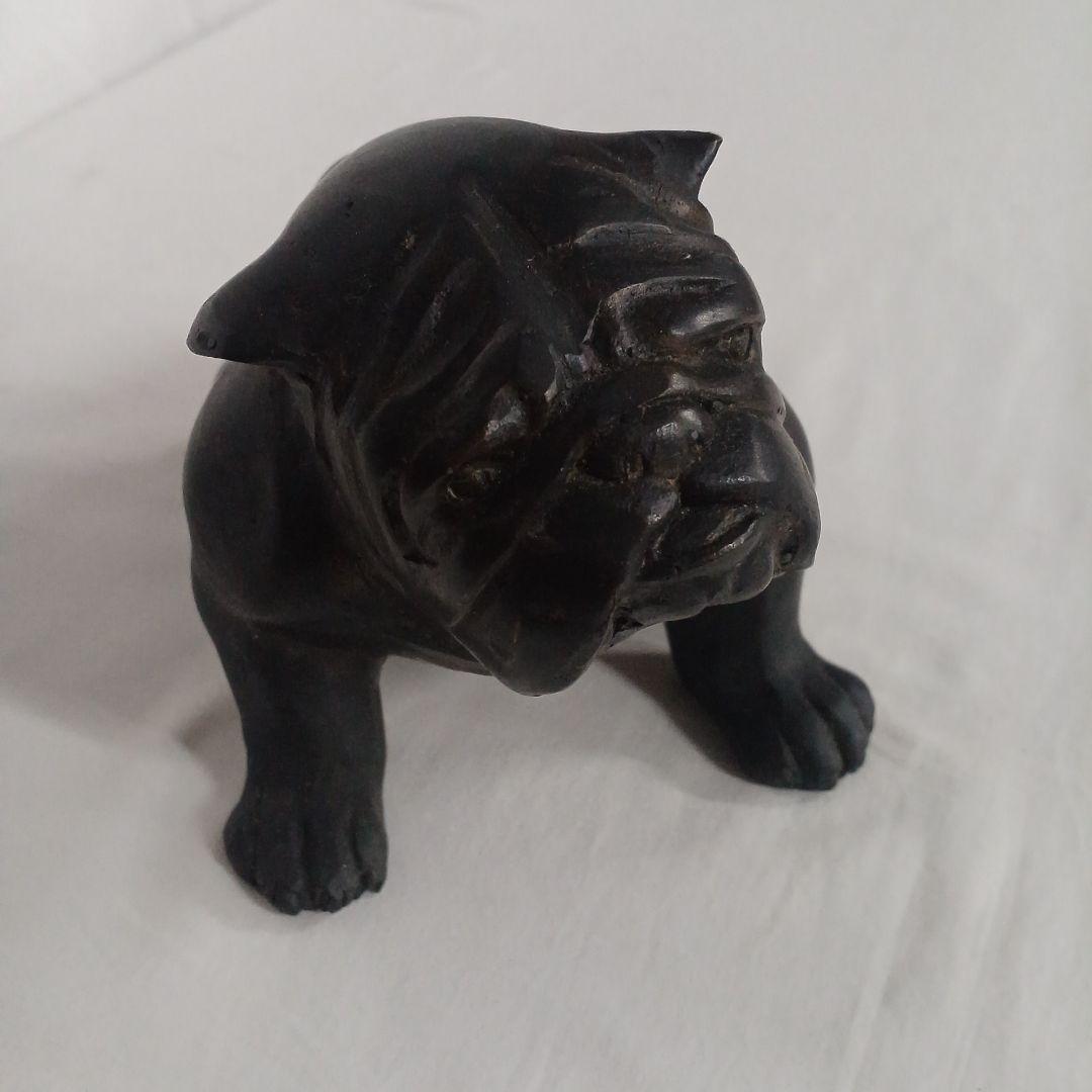 犬 置物 ブルドッグ アンティーク調 インテリア ブラック 金属 鋳物