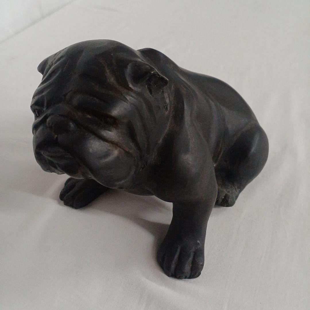 犬 置物 ブルドッグ アンティーク調 インテリア ブラック 金属 鋳物