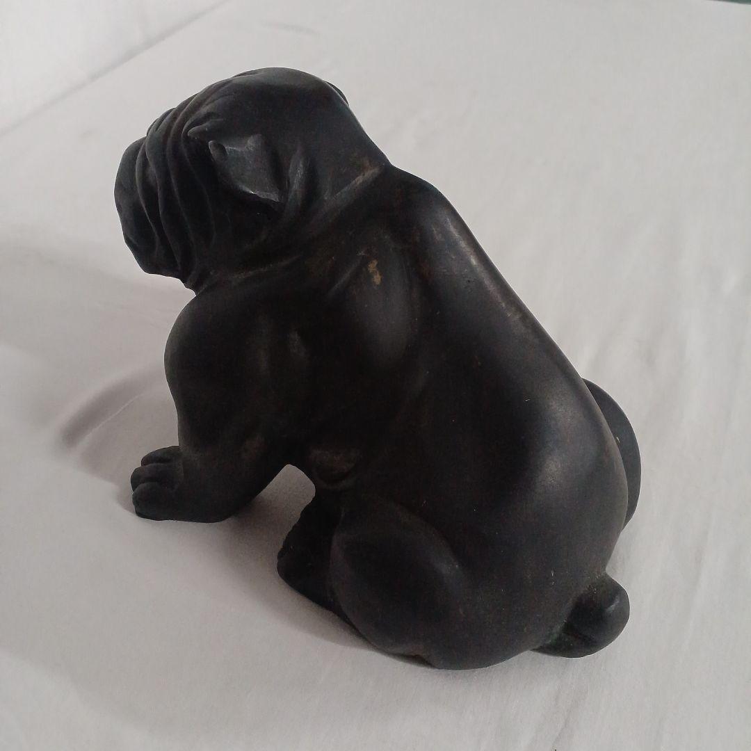 犬 置物 ブルドッグ アンティーク調 インテリア ブラック 金属 鋳物