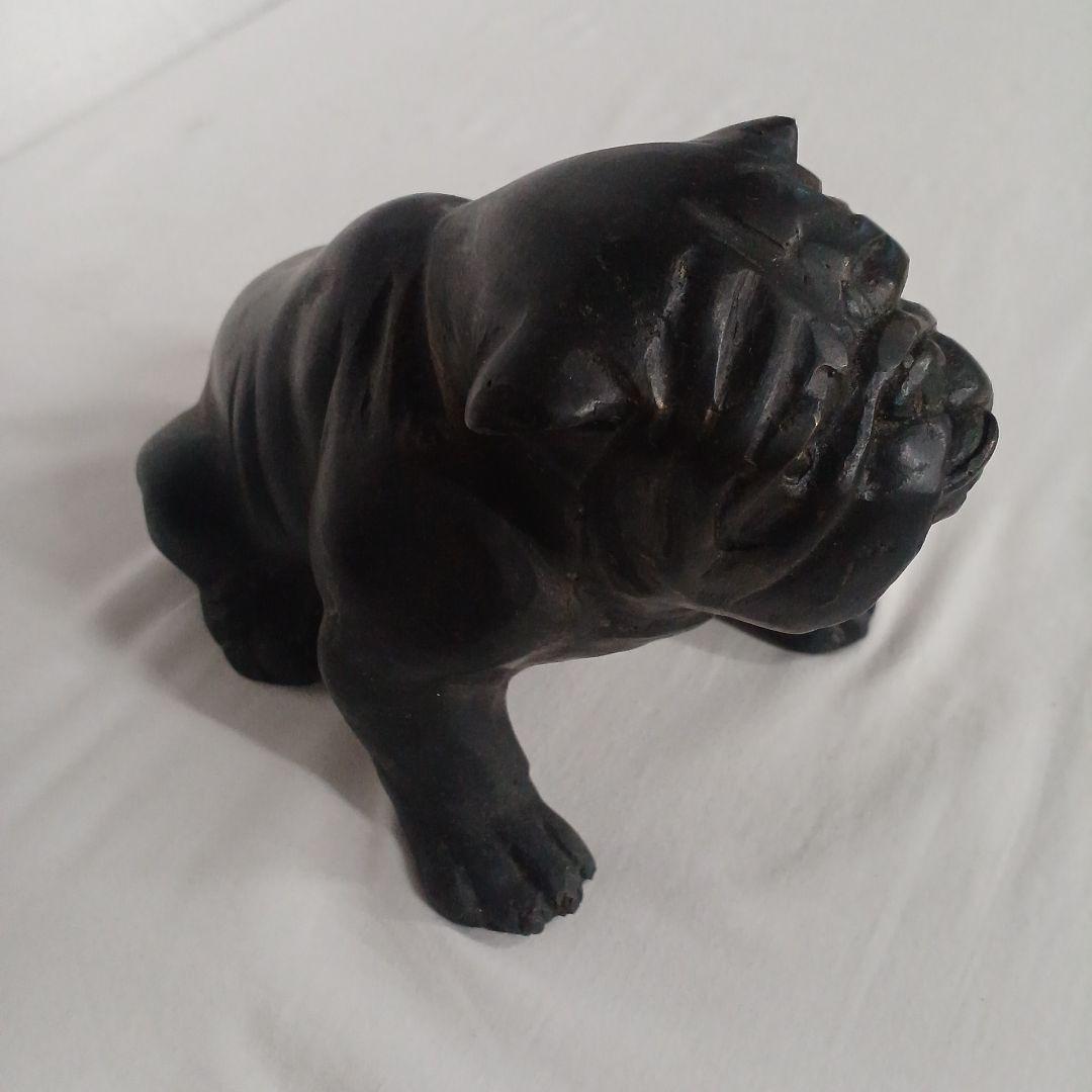 犬 置物 ブルドッグ アンティーク調 インテリア ブラック 金属 鋳物