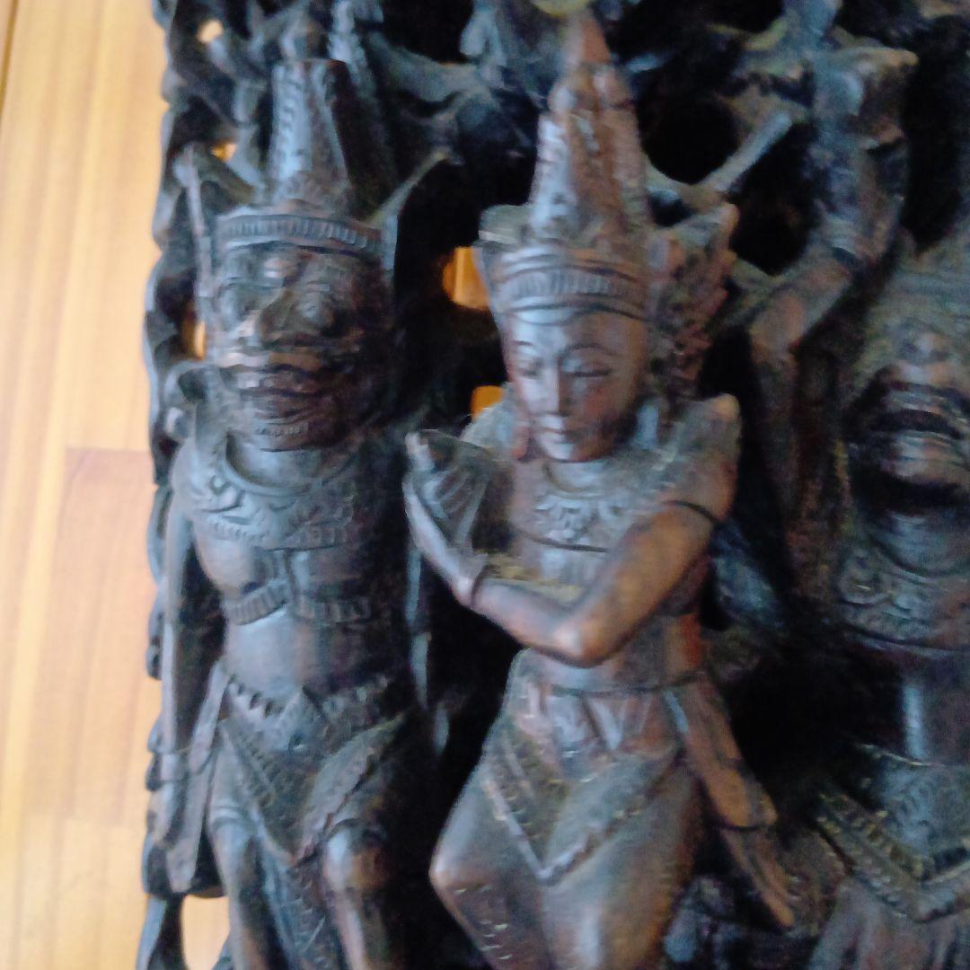 木製彫刻装飾 アジアンスタイル 仏像 骨董 アンティーク