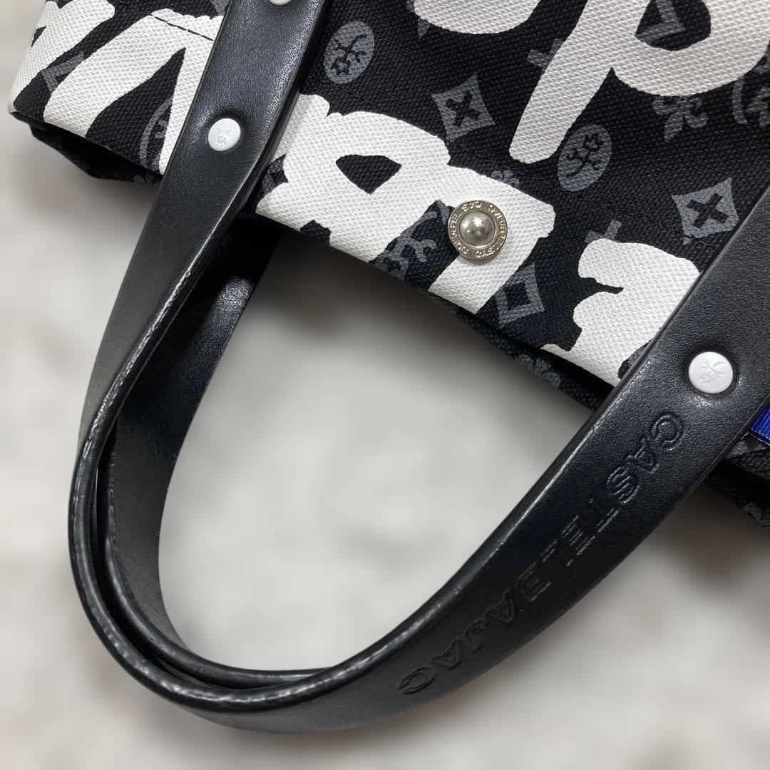 未使用級 入手困難！カステルバジャックって カードバッグ 総柄 キャンバス 黒